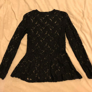 H&M Black Lace Peplum Top